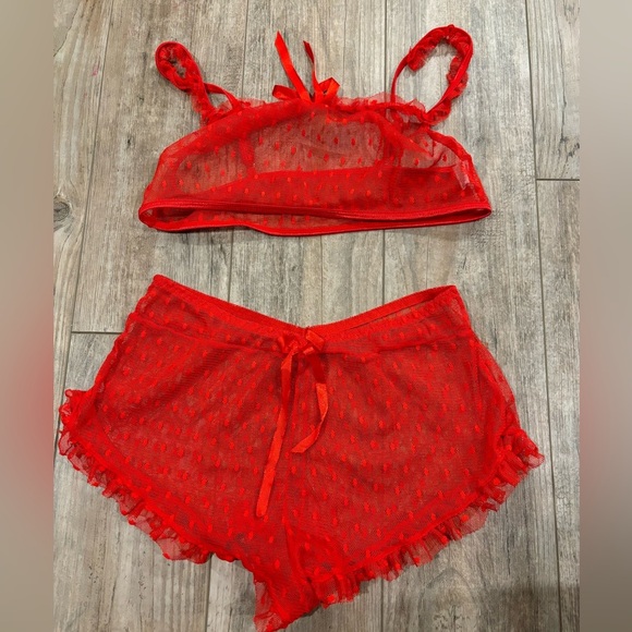 Red lace bra & panty set perfect for Valentines Day size large never worn - Picture 2 of 7